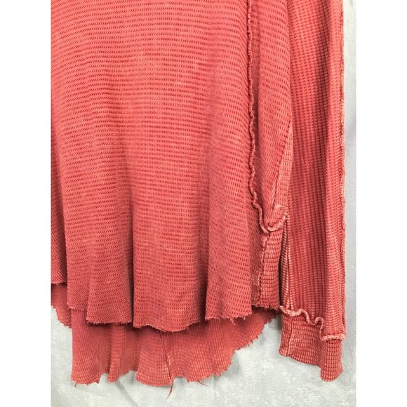 American Able Women's Distressed Waffle Knit Long Sleeve Medium Red - Picture 7 of 11